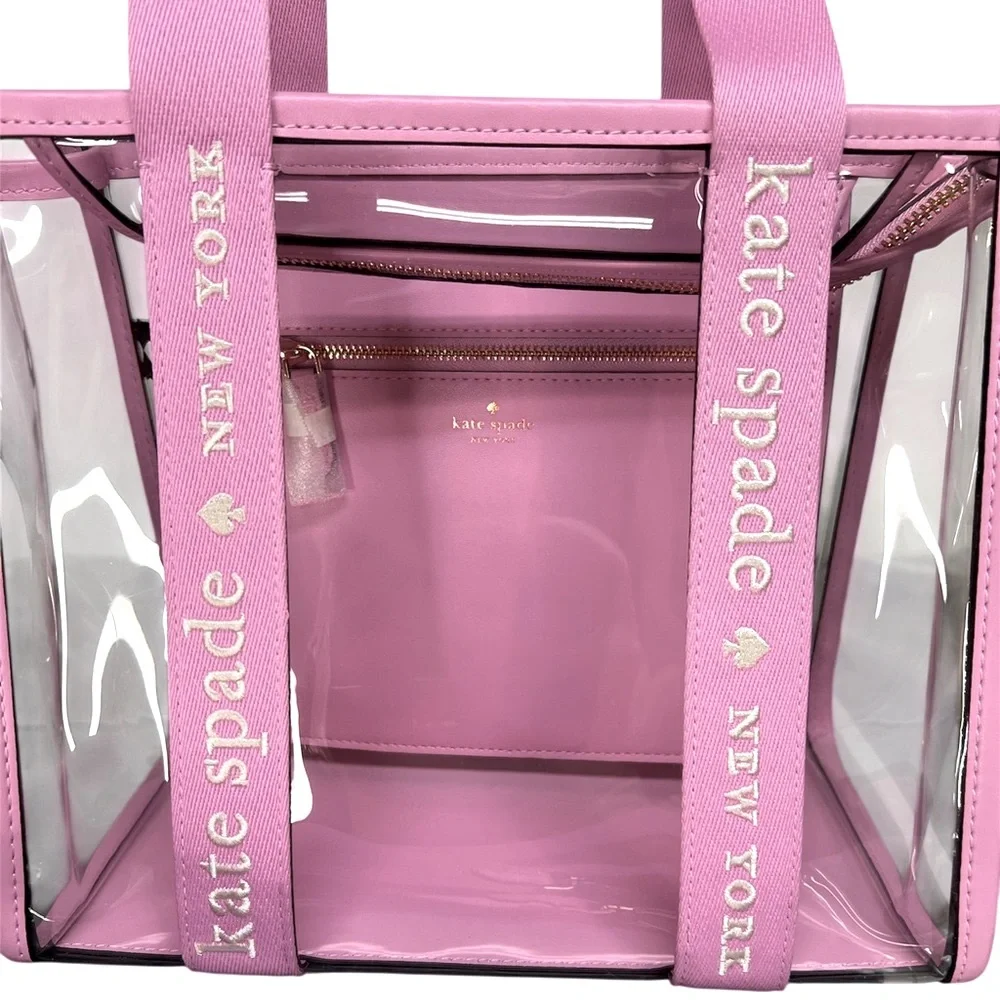 New Kate Spade Surf Pink Kip Clear Small Tote. - Picture 5 of 6